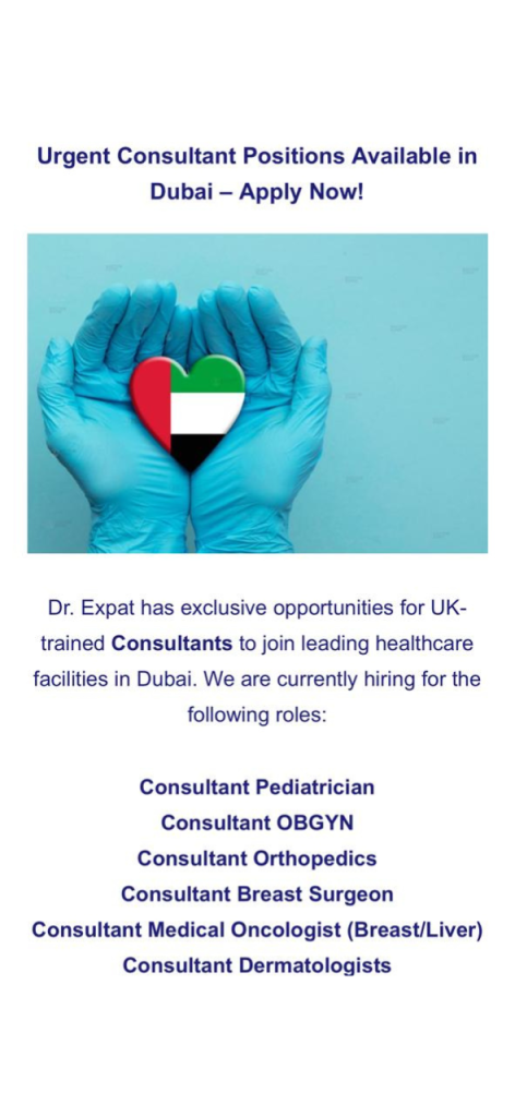 urgent consultant position is available in dubai