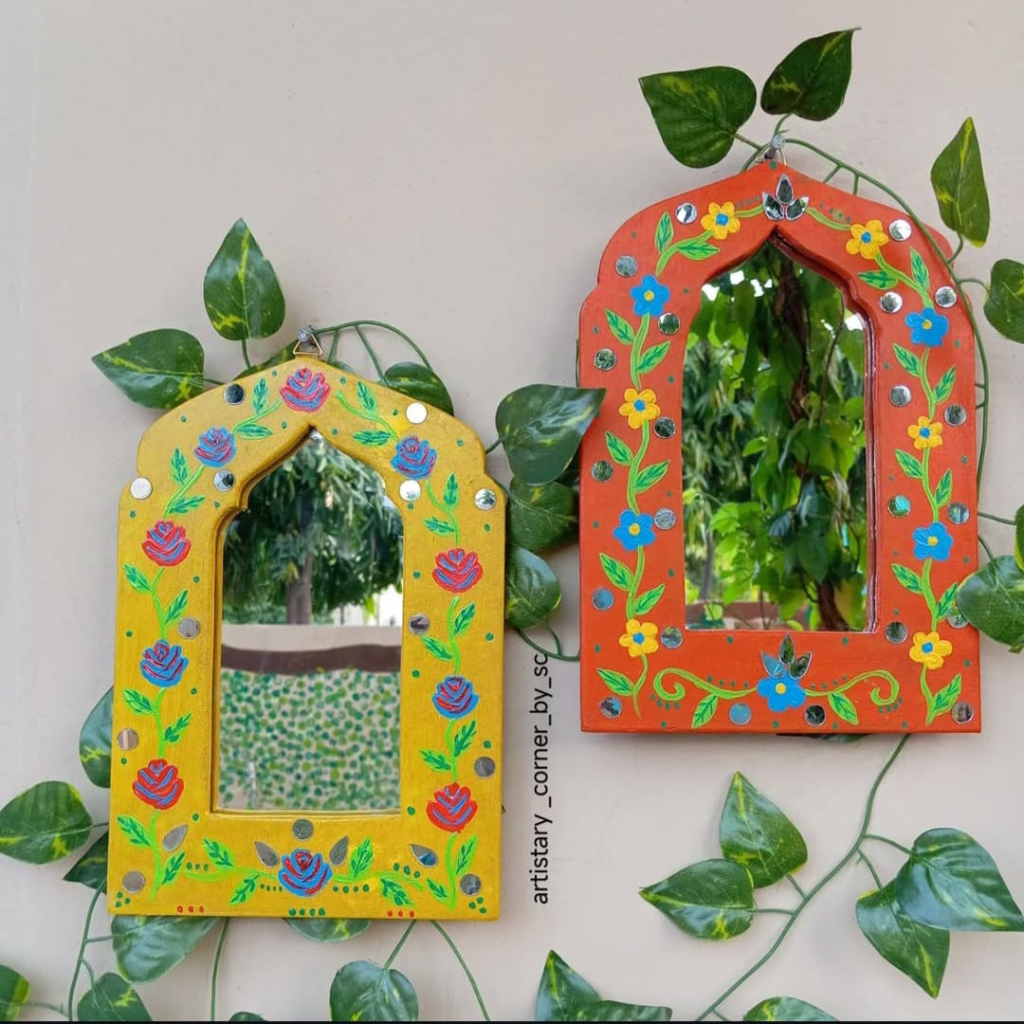 handmade hanging mirror decoration lahore