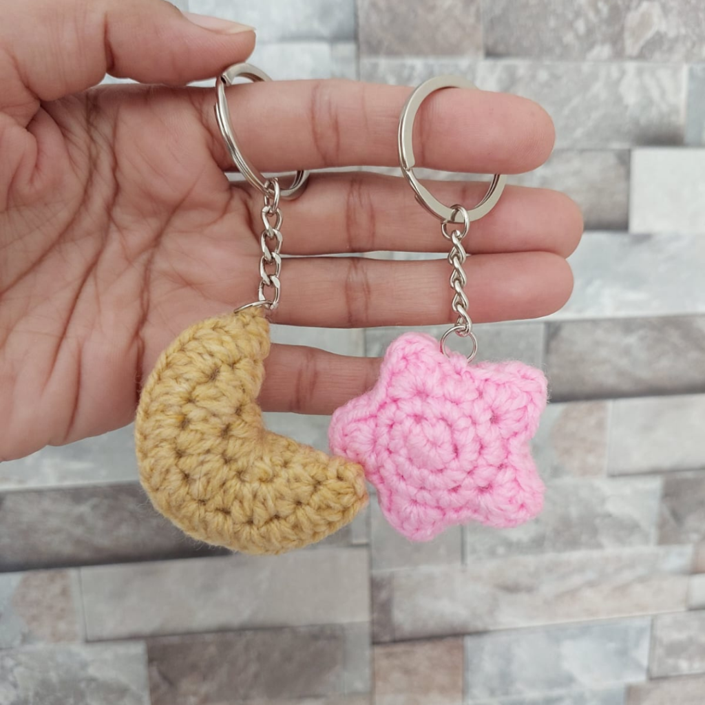 Buy Crochet Moon & Star Keychain