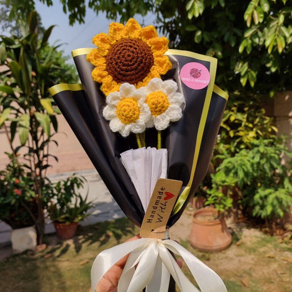 Buy Crochet Sunflower Daisy Bouquet