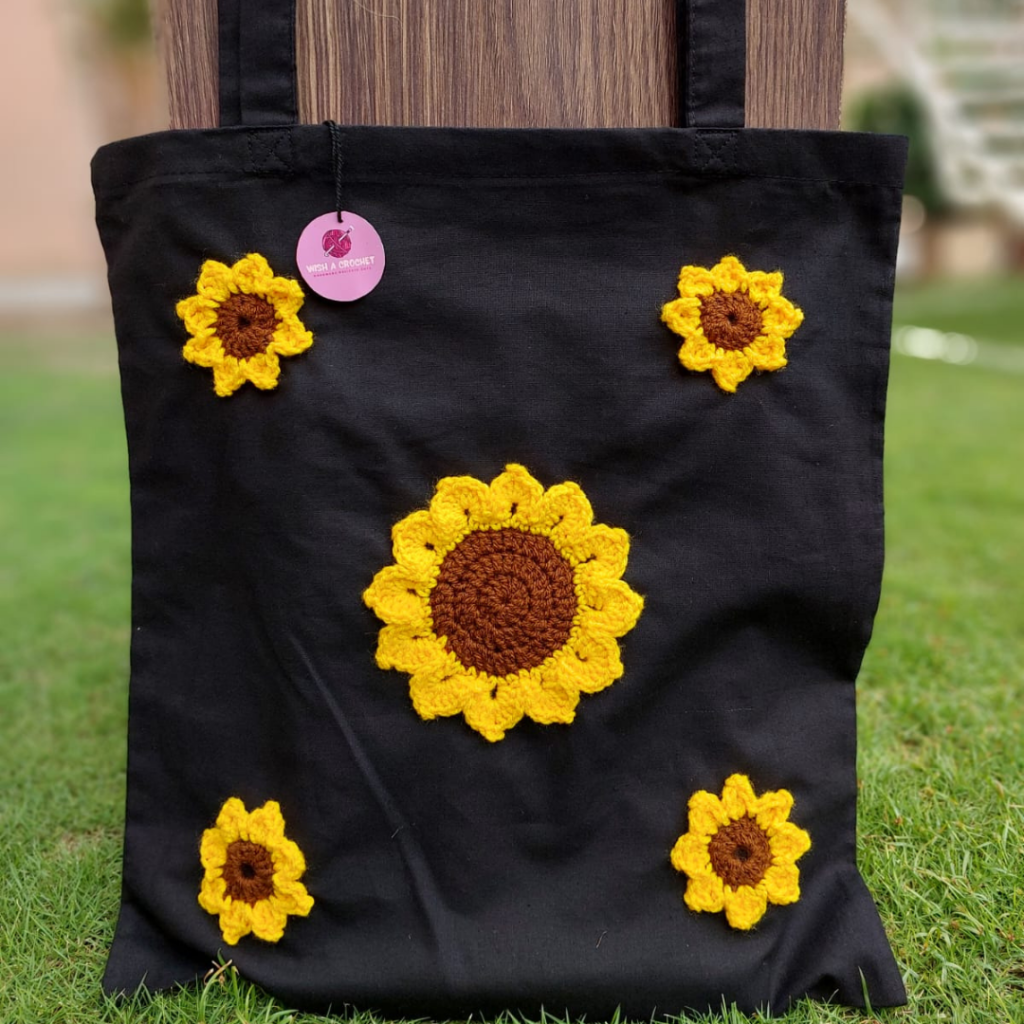 buy Sunflower tote bag crochet lahore