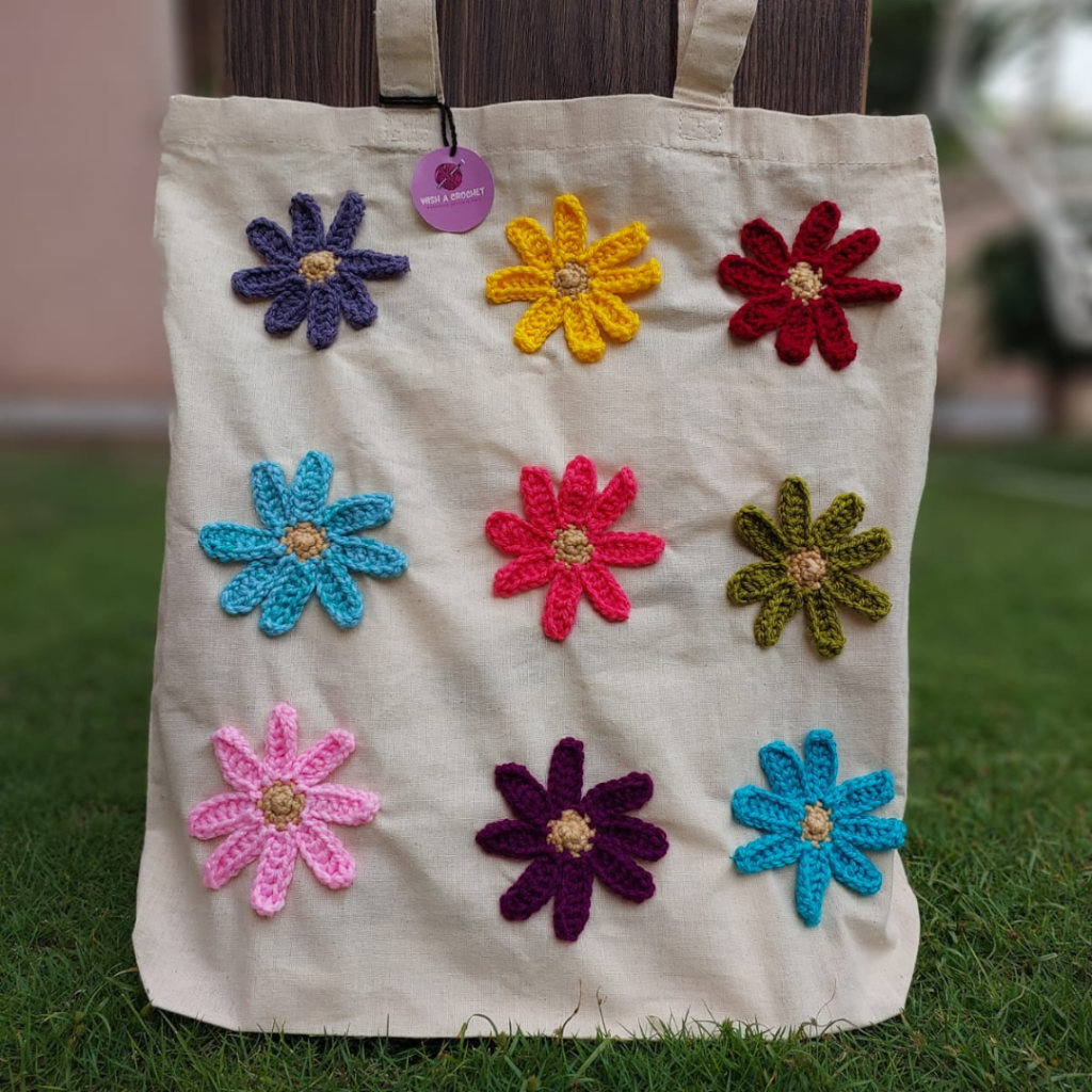 Rainbow daisy tote bag for sale