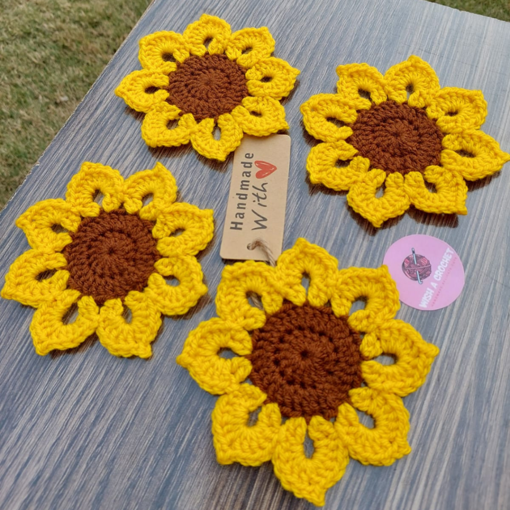 Buy Sunflower Crochet Coasters