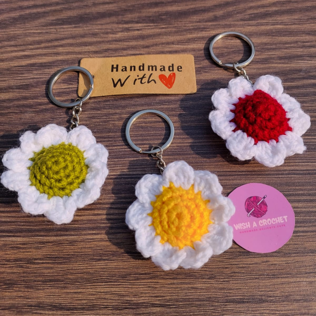 Buy Crochet Daisy Keychain