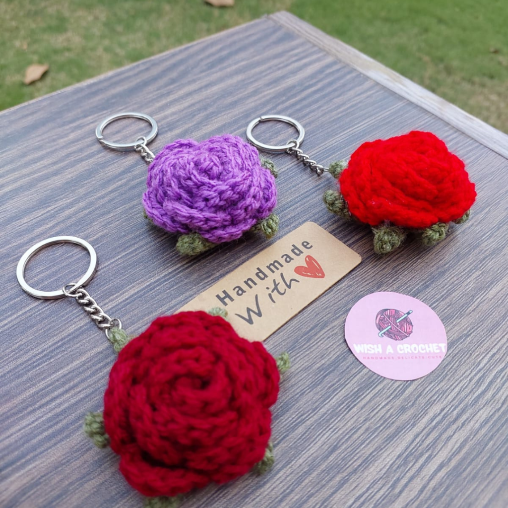 Buy Crochet Rose Key Chain